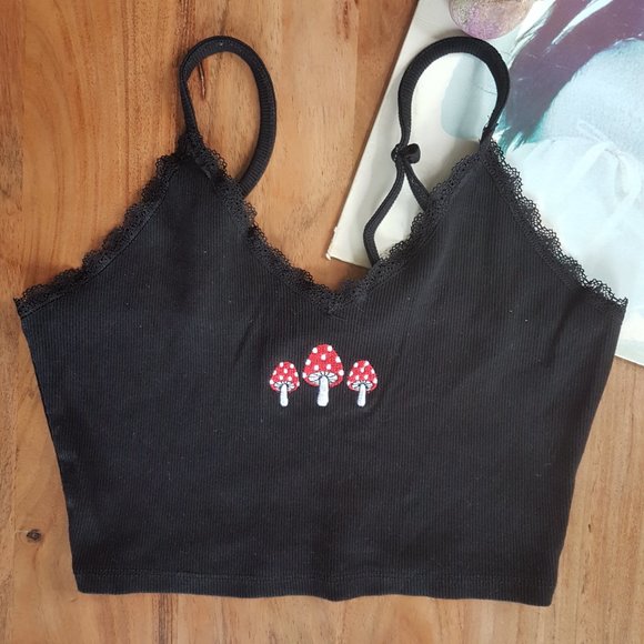 Streetwear Society - Ribbed Mushroom Crop Top - Sz M - Picture 6 of 11